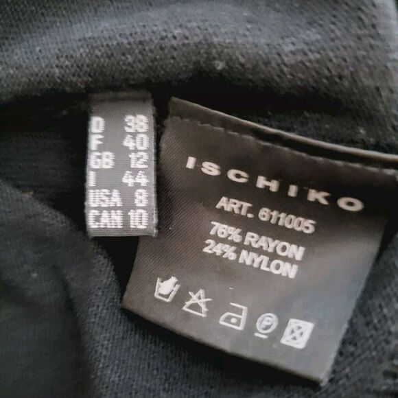 Ischiko Oska Sweater US 8 Black Open Back Tie Lagenlook Asymmetrical Slinky - Picture 8 of 11